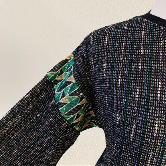 URBAN OUTFITTER metallic knit black green sweater - Picture 7 of 8